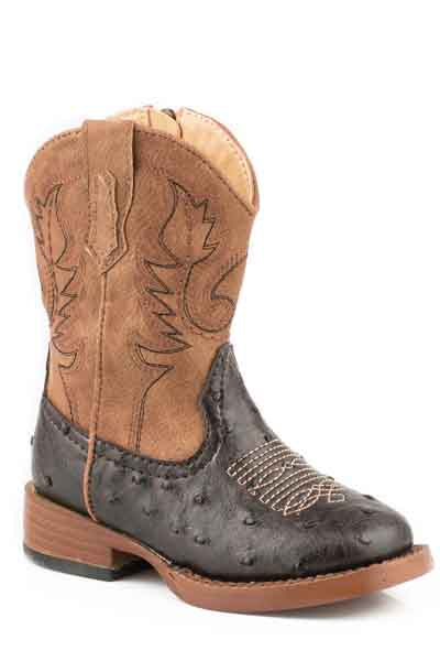 Roper Toddler Boys Square Toe Cowboy Cool Ostrich Boots Style 09-017-1900-1521 Boys Boots from Roper
