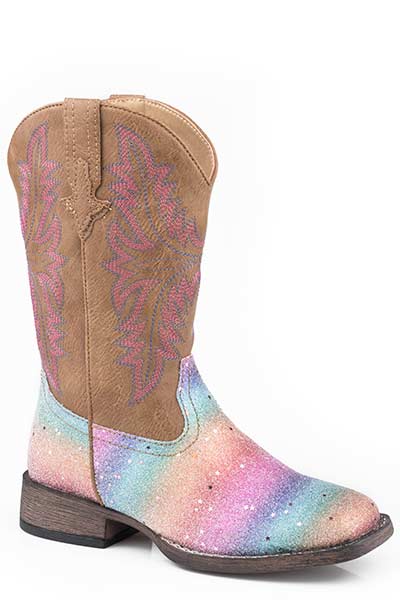 Roper Childrens Glitter Rainbow Boots Style 09-018-1903-2141 Girls Boots from Roper