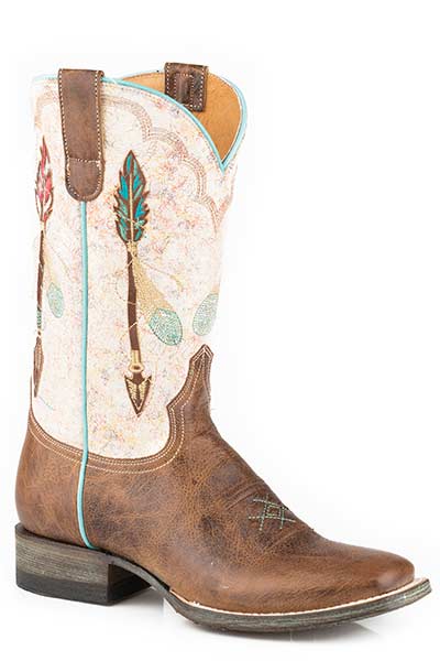 Roper Ladies Square Toe Arrow Feather Boot Style 09-021-7016-8287 Ladies Boots from Roper