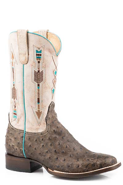 Roper White Ladies Square Toe Arrow Feather Boot Style 09-021-7017-8376 Ladies Boots from Roper