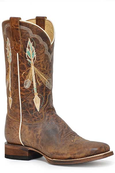 Roper Ladies Square Toe Arrow Feather Boot Style 09-021-8020-8460 Ladies Boots from Roper