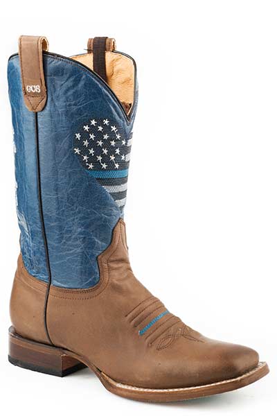 Roper Ladies Square Toe Thin Blue Line Heart Boot Style 09-021-8252-1574 Ladies Boots from Roper