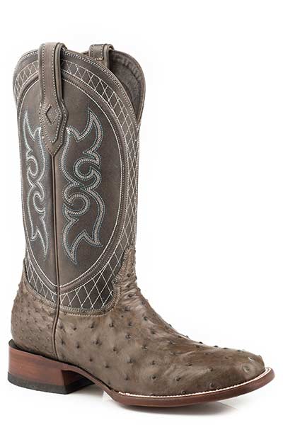 Stetson Clay (Brown) - Men's Ostrich Cowboy Boot