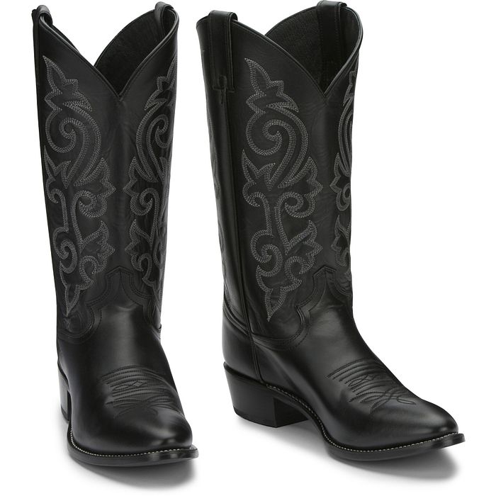 JUSTIN MENS BUCK BLACK WESTERN BOOTS STYLE 1409 display picture 1