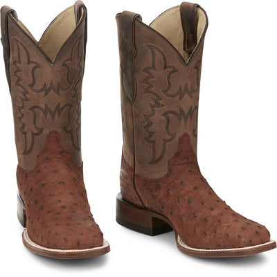 Justin Mens Ostrich Square Toe Western Boots Style AQ8531 Mens Boots from JUSTIN BOOT COMPANY