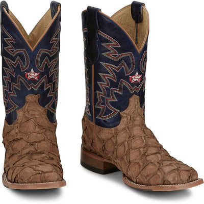 Justin Mens Ocean Front Pirarucu Square Toe Western Boots Style GR5707 Mens Boots from JUSTIN BOOT COMPANY