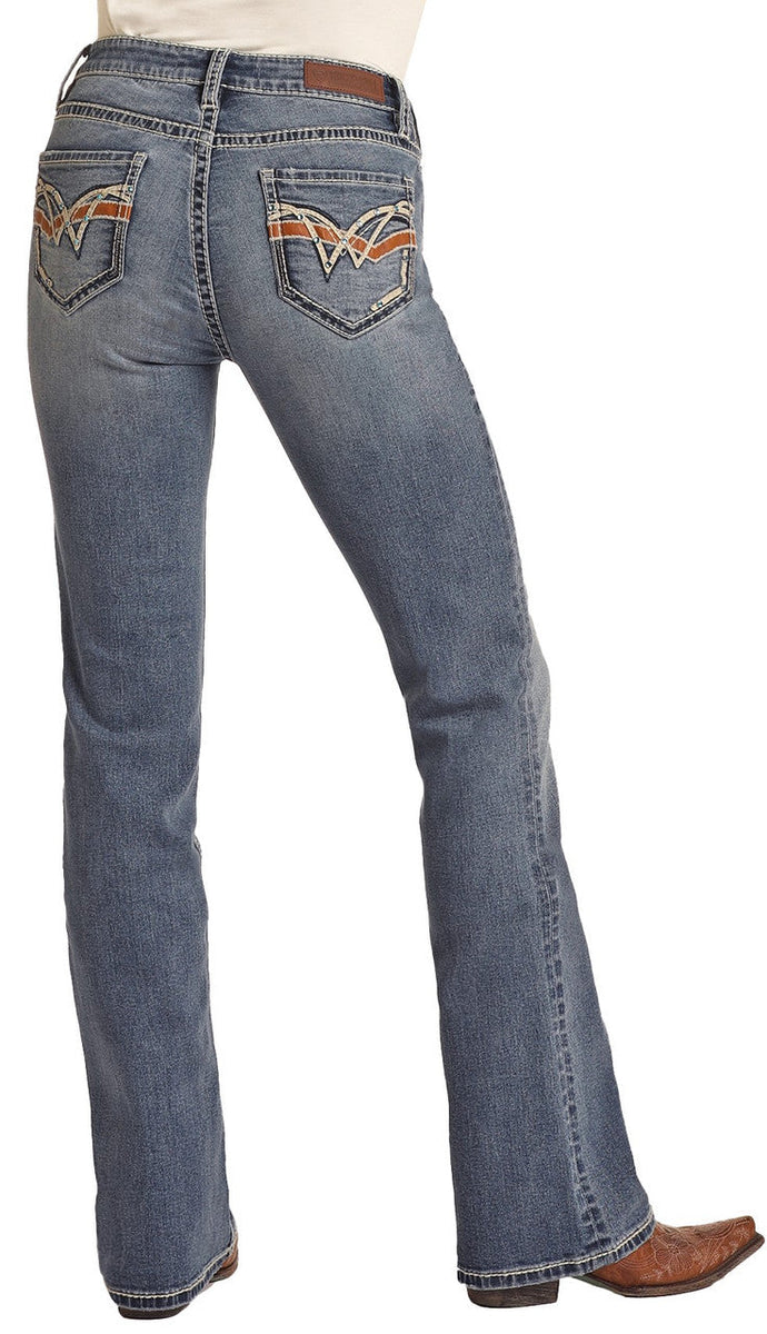 ROCK ROLL MID RISE STRETCH BOOTCUT JEANS RRWD4MRZPZ