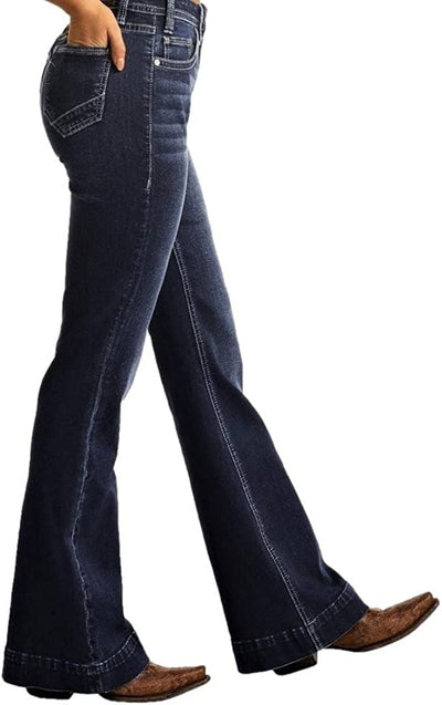 Rock Roll Denim Women's and Button Front Bootcut Jeans Style W8H4165 Ladies Jeans from PHS