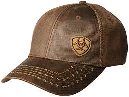 MF Western Ariat Brown Oilskin with Offset Logo and Velcro Back Cap Style 1518002 Mens Hats from MF Western