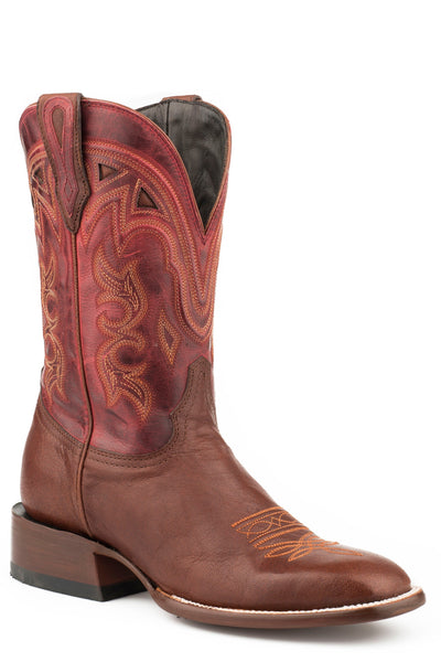 STETSON WOMENS JOLIET BROWN CALF VAMP RED COWBOY BOOT STYLE 12-021-1850-0150 Ladies Boots from Stetson Boots and Apparel