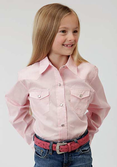 Roper Girls Long Sleeve Solid Poplin Shirt Style 03-080-0265-1066 Girls Shirts from Roper