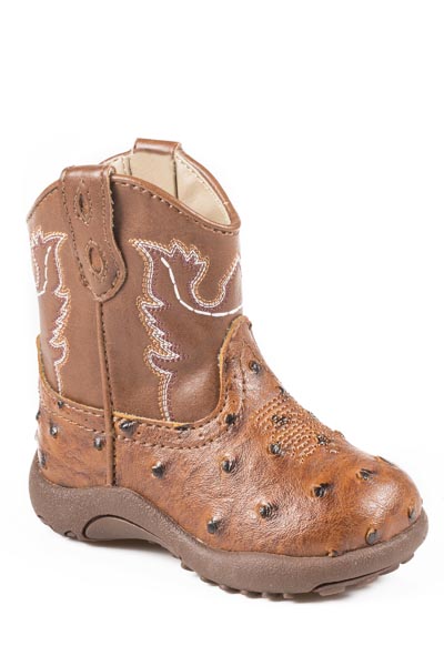 Roper Bumps Newborn Tan Faux Leather Unisex Ostrich Cowboy Boots Style 09-016-1900-0807 Girls Boots from Roper