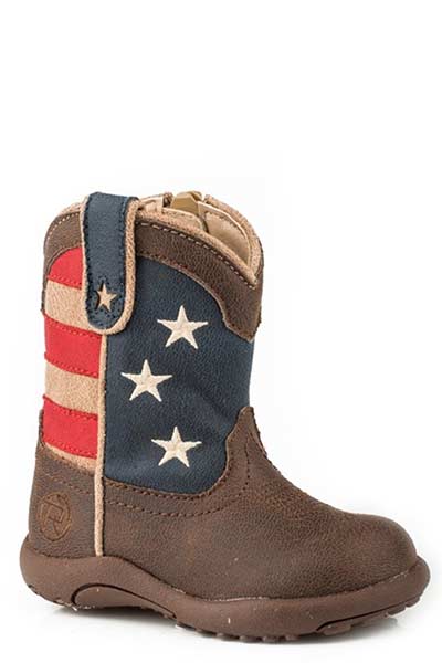 Roper Infant USA Flag Round Toe Boot Style 09-016-1902-0380 Unisex Childrens Boots from Roper