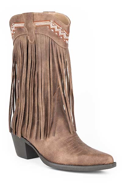Roper Brown Ladies Round Toe Fringe Style 09-021-1556-0703 Ladies Boots from Roper