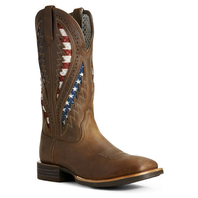 Ariat Men's Quickdraw VentTEK Brown Patriotic Flag Boots Style 10027165 Mens Boots from Ariat