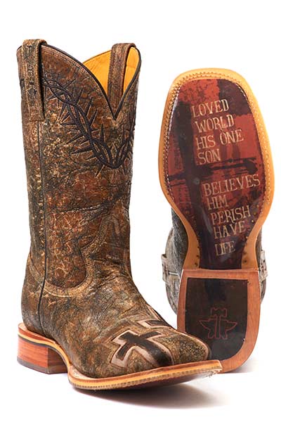 TIN HAUL MENS JOHN 3:16 WITH BIBLE VERSE SOLE Boots Style 14-020-0007-0301 Mens Boots from Tin Haul