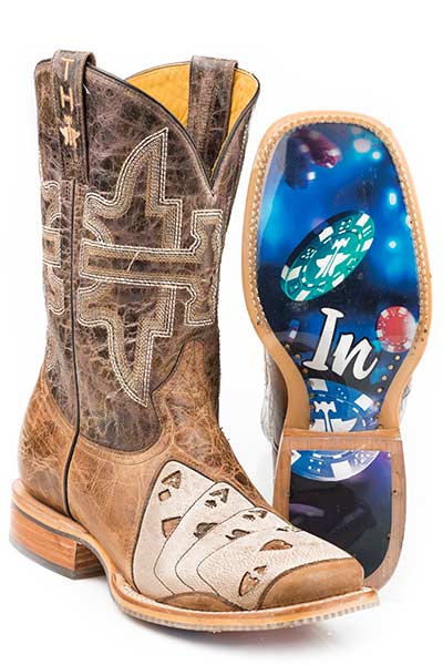 Tin Haul Mens High Roller Western Boots Wide Square Toe Style 14-020-0007-0360 Mens Boots from Tin Haul
