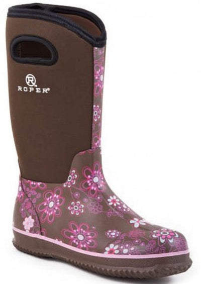Roper Ladies Neoprene Barn Boot Brown Pink Style 09-021-1136-0044-BR Ladies Boots from Roper