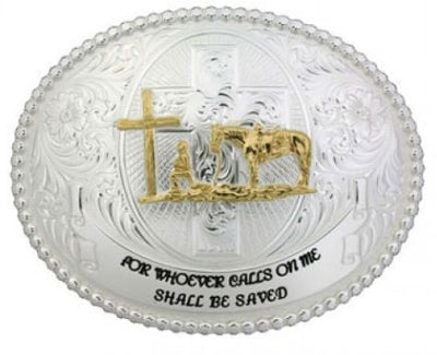 Montana Silversmith Faith and Wisdom Western Belt Buckle with Christian Cowboy Style 60889-731-V2-BL MENS ACCESSORIES from Montana Silversmith