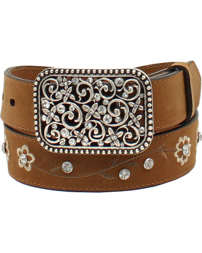 MF Western Ariat Girls Floral Embroidered Rhinestone Western Belt Style A1301644 Girls Belts from MF Western