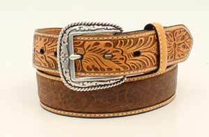 MF Western Ariat Croc Floral Tan Belt Style A1022008 MENS ACCESSORIES from MF Western
