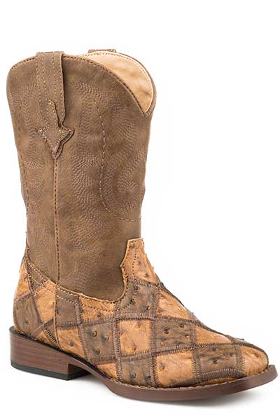 Roper Girls Bird Blocks Western Square Toe Boots Style 09-018-1902-2102 Girls Boots from Roper