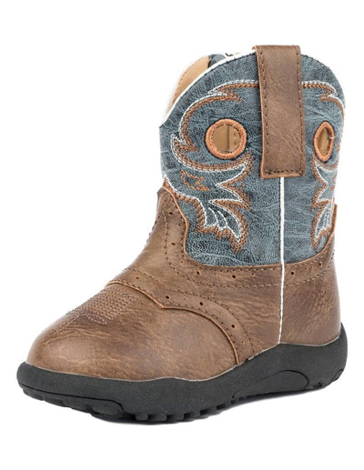Roper Boys Infants Brown Faux Leather Distressed Daniel Cowboy Boots Style 09-016-1224-2201 Boys Boots from Roper