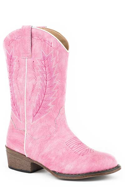 Roper Girls Fuchsia Pink Faux Leather Taylor Cowboy Boots 09-018-1939-2404 Girls Boots from Roper