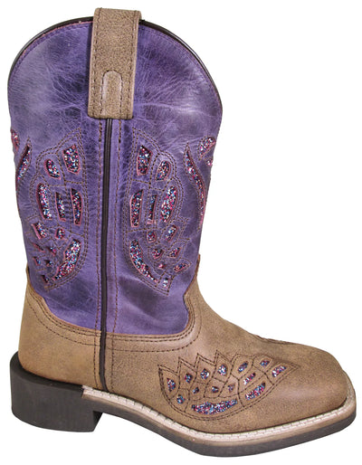 Smoky Mountain Children Girls Trixie Brown Purple Leather Cowboy Boots Style 3160C Girls Boots from Smoky Mountain Boots