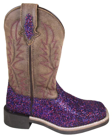 Smoky Mountain Children Girls Ariel Brown Purple Leather Cowboy Boots Style 3164C Girls Boots from Smoky Mountain Boots