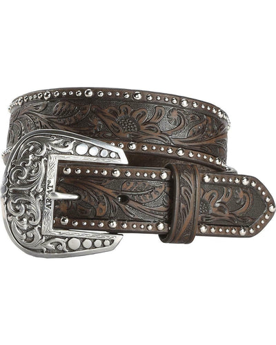 MF Western Ariat Western Belt Womens Leather Embossed Inlay Nail Brown Style A1513802 Ladies Belts from MF Western
