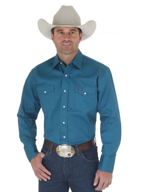 Cowboy Cut® Firm Finish Long Sleeve Western Snap Solid Work Shirt