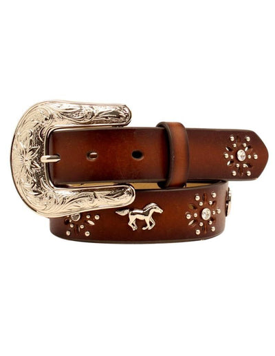 MF Western Ariat Girls Brown Leather Horse Concho Belt Style A1305202 Girls Belts from MF Western