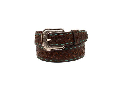 MF Western Ariat Mens Belt Leather Laced Floral Turquoise Brown Style A1025202 MENS ACCESSORIES from MF Western
