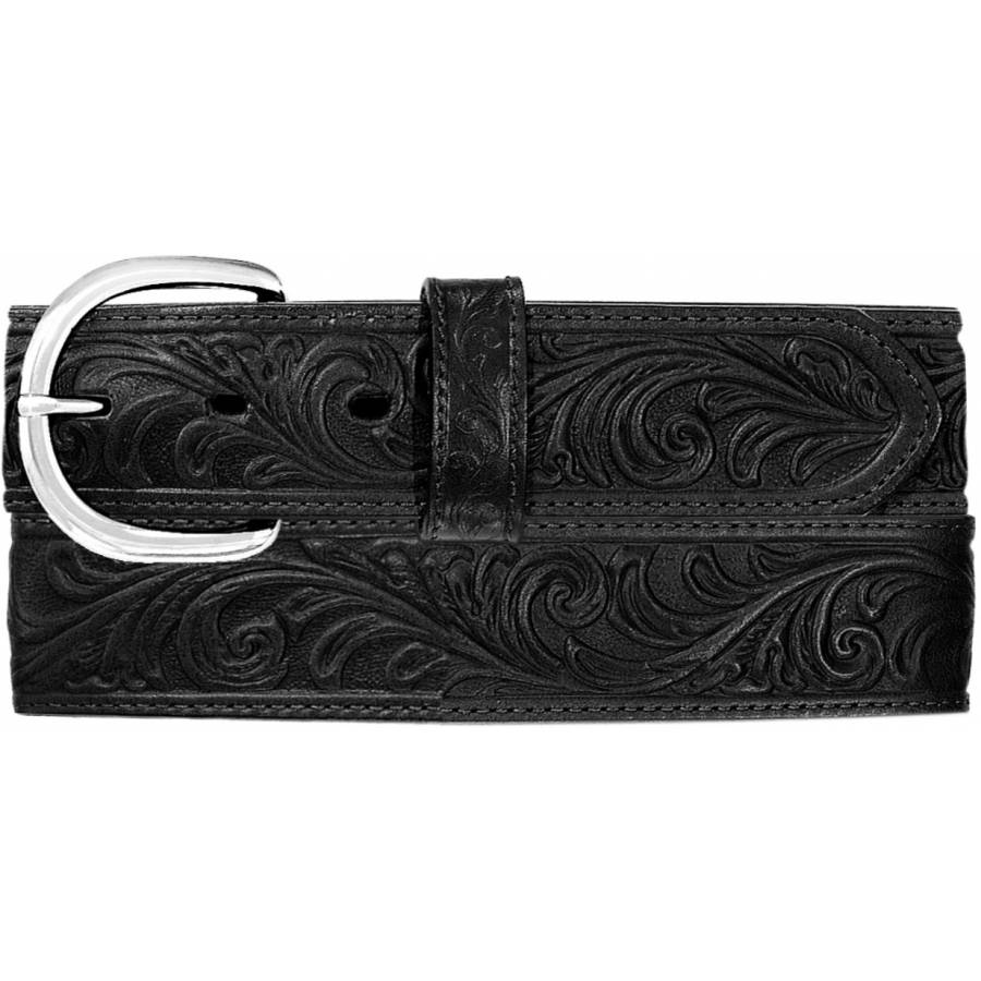 Leegin Silvercreek Black Hand Tooled Western Belt Style 53903