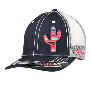 MF Western Ariat Ladies NAvy with Pink Serape Cactus Snapback Ball Cap Style 1515503 Ladies Hats from MF Western