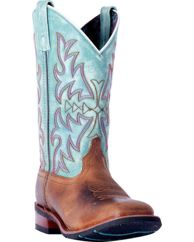 Laredo Womens Anita Brown/Blue Cowgirl Square Toe Boots 5607 Ladies Boots from Laredo