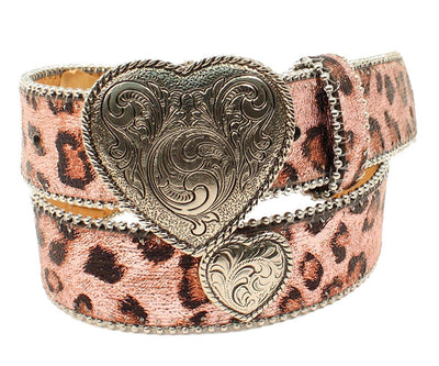 MF Western Ariat Western Girl Leopard Print Heart Concho Belt Style A1306230 Girls Belts from MF Western