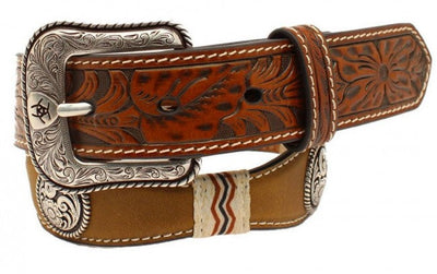 MF Western Ariat Boys Brown Leather Rawhide Scalloped Conchos Belt Style A1306644 Boys Belts from MF Western