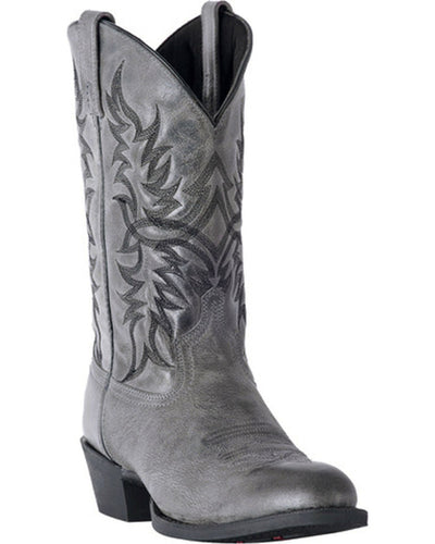 Laredo Mens Harding Grey Waxy Leather Cowboy Medium Toe Boots Style 68457 Mens Boots from Laredo