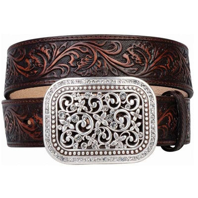 MF Western Ariat Womens Tooled Brown Leather Belt Style A10006957 Ladies Belts from MF Western