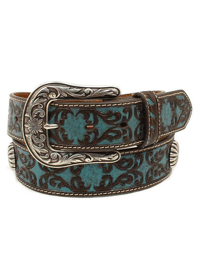 MF Western Ariat Ladies Turquoise Scroll Pattern Starburst Concho Belt Style A1527027 Ladies Belts from MF Western