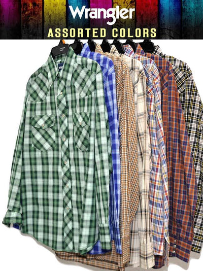 Wrangler Mens Assorted Western Long Sleeve Plaid Shirt Style 75204PP Mens Shirts from Wrangler