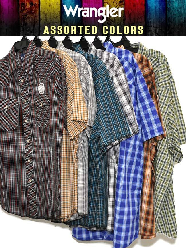 Wrangler Assorted Mens Short Sleeve Plaid Shirt Style 76204PP