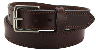 Gingerich Belts Men's Chocolate Brown Double Stitched Leather Belt Style 8018-36 MENS ACCESSORIES from Gingerich