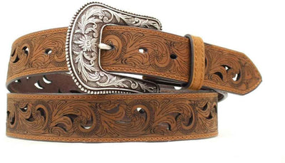 MF Western Ariat Western Belt Womens Scroll Print Cut Out S Brown Style A1514802 Ladies Belts from MF Western