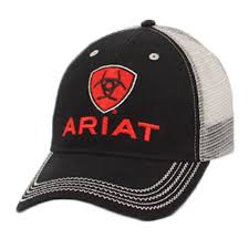 MF Western Ariat Black with Red Logo Mesh Back Cap Style 1515866 Mens Hats from MF Western