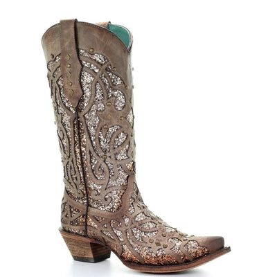 Corral Orix Glittered Inlay and Studs Snip Toe Style C3331 Ladies Boots from Corral Boots