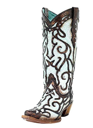 Corral Sky Blue Glitter and Studs Style C3460 Ladies Boots from Corral Boots