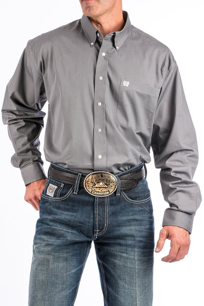 Cinch Mens Solid Gray Button Down Western Shirt Style MTW1104238 Mens Shirts from Cinch